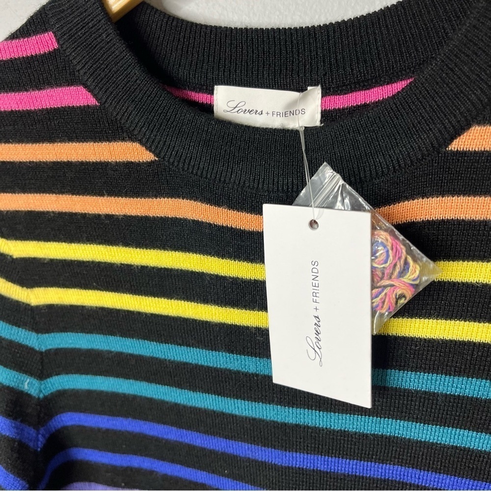 Lovers and Friends Unity Sweater Dress Rainbow Stripe Size Large Long Sleeve - Picture 7 of 9